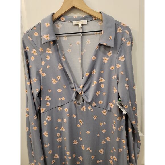 WAYF Remember Me Twist Detail Long Sleeve Cutout Midi Dress In Silver - Picture 4 of 9